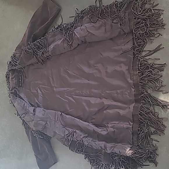 SUEDE LONG BROWN COAT WITH FRINGE TASSELS - Picture 6 of 8